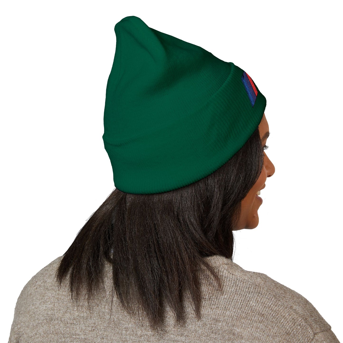 DMV Bimmers Classic Cuffed Beanie - Embroidered White Knit Hat for Car Enthusiasts