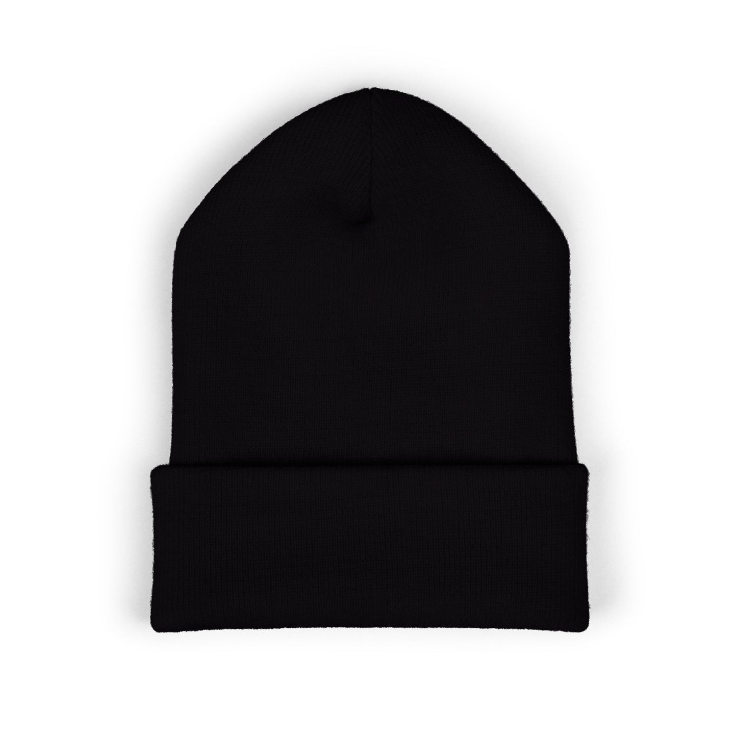 DMV Bimmers Classic Cuffed Beanie - Embroidered White Knit Hat for Car Enthusiasts