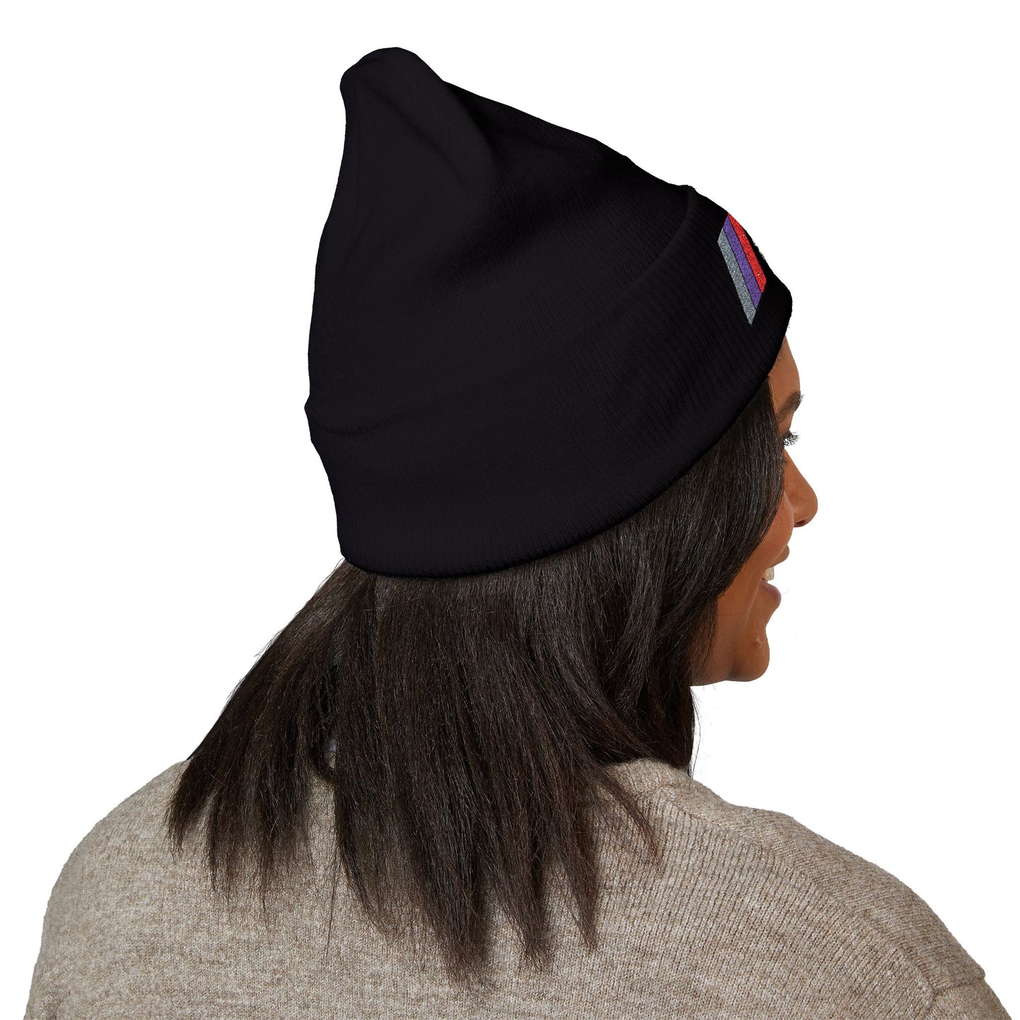 DMV Bimmers Classic Cuffed Beanie - Embroidered White Knit Hat for Car Enthusiasts