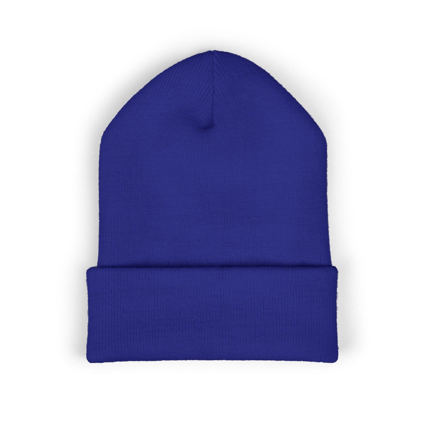 DMV Bimmers Classic Cuffed Beanie - Embroidered White Knit Hat for Car Enthusiasts