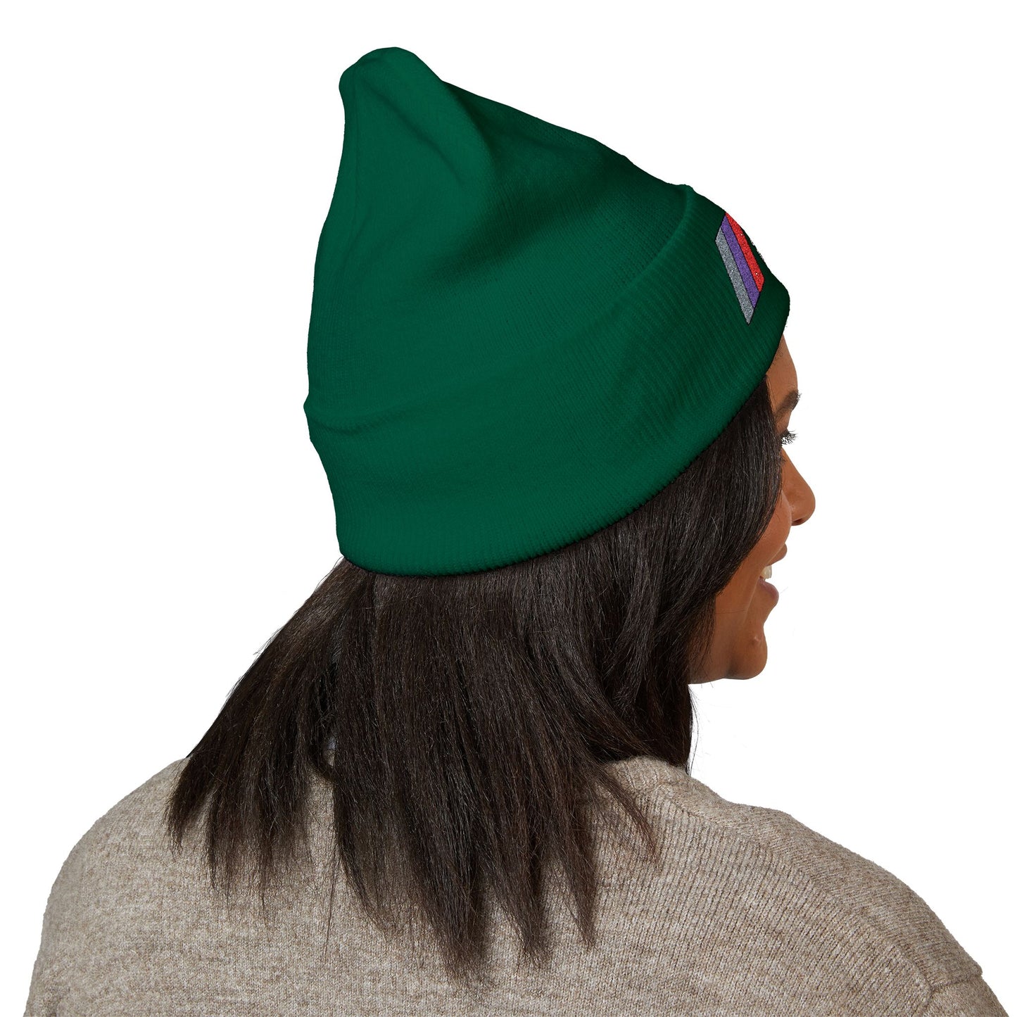 DMV Bimmers Classic Cuffed Beanie - Embroidered White Knit Hat for Car Enthusiasts