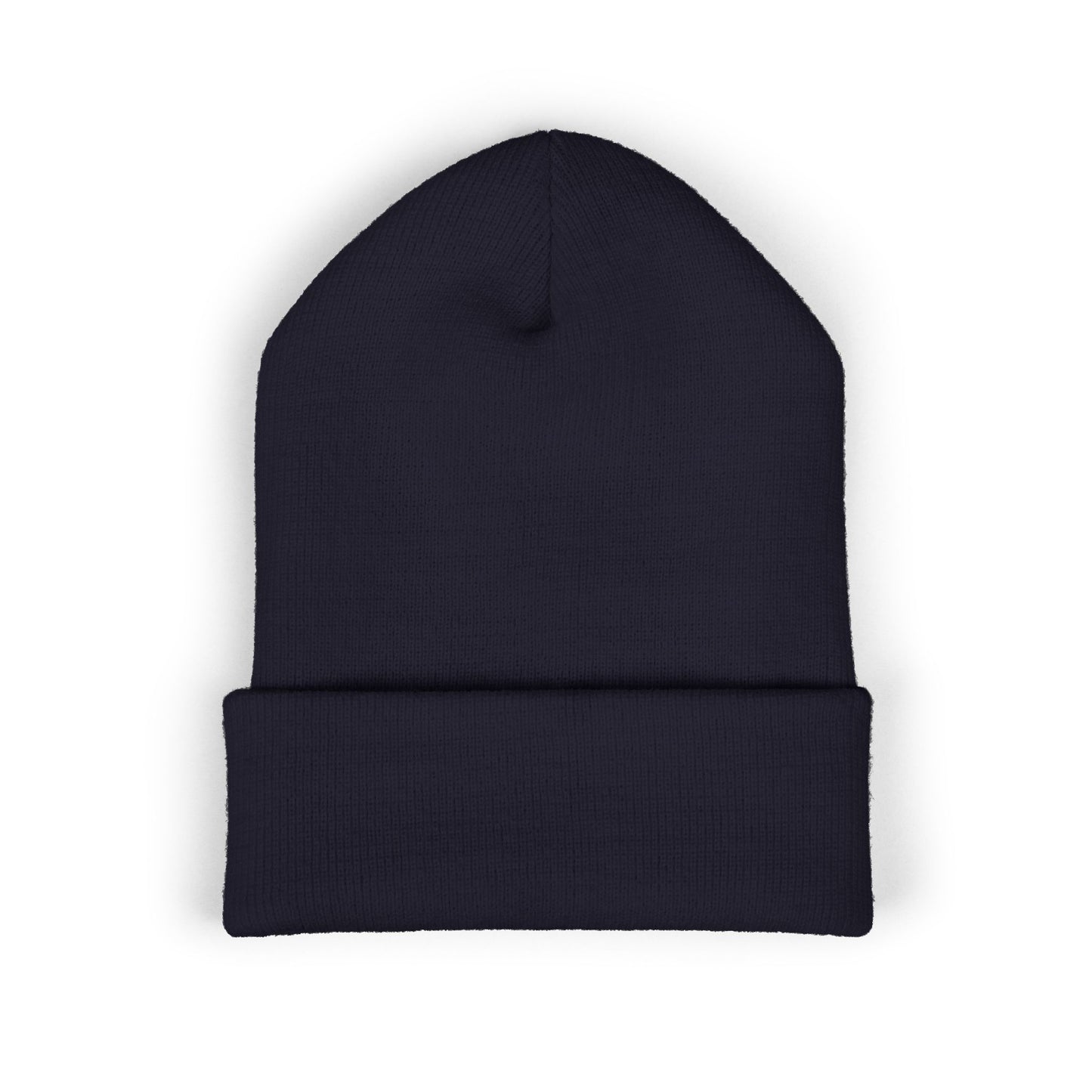 DMV Bimmers Classic Cuffed Beanie - Embroidered White Knit Hat for Car Enthusiasts