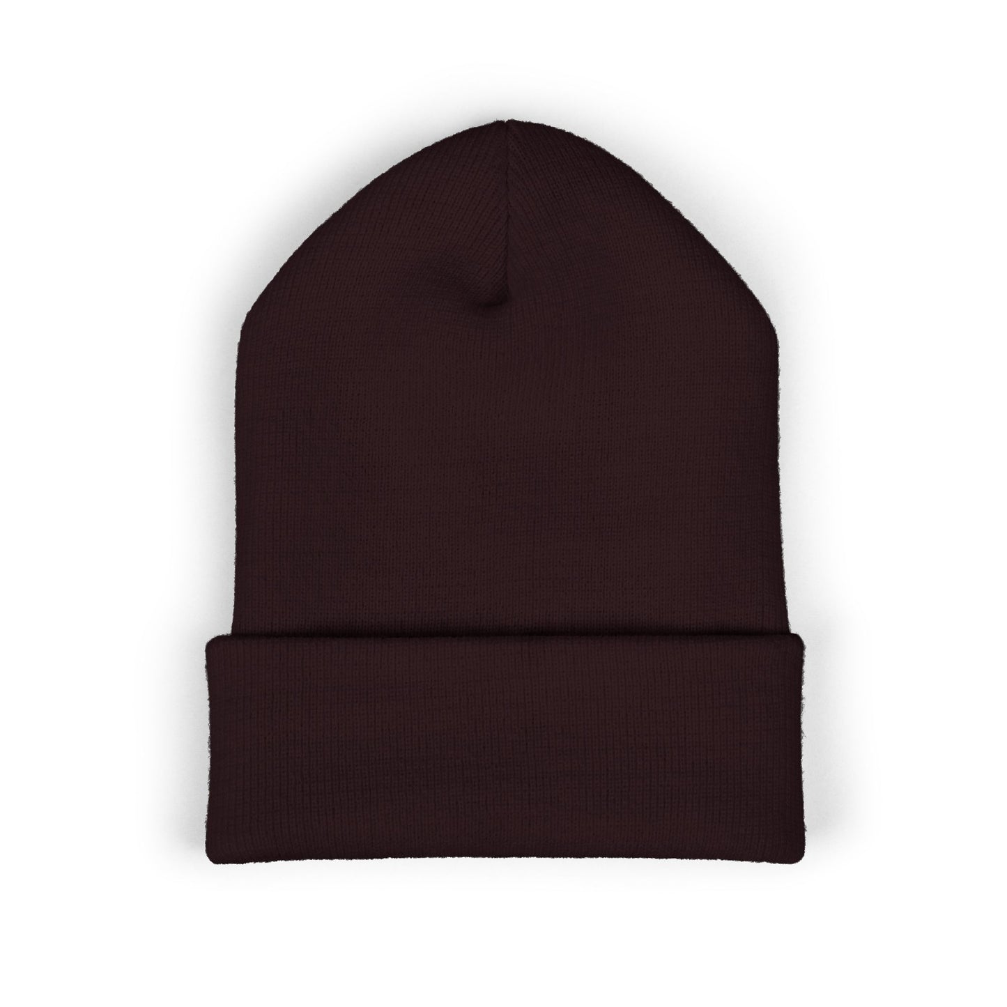DMV Bimmers Classic Cuffed Beanie - Embroidered White Knit Hat for Car Enthusiasts