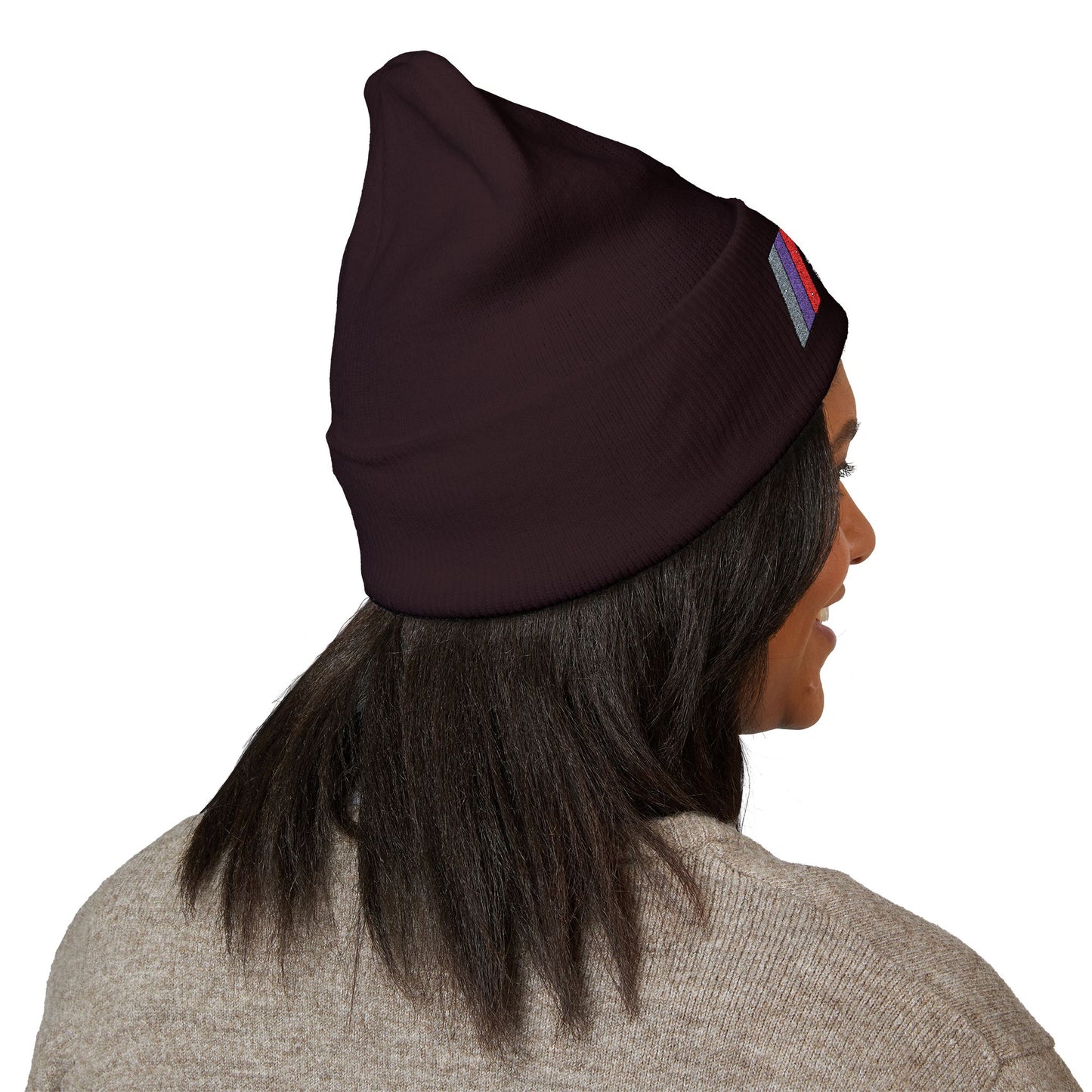 DMV Bimmers Classic Cuffed Beanie - Embroidered White Knit Hat for Car Enthusiasts