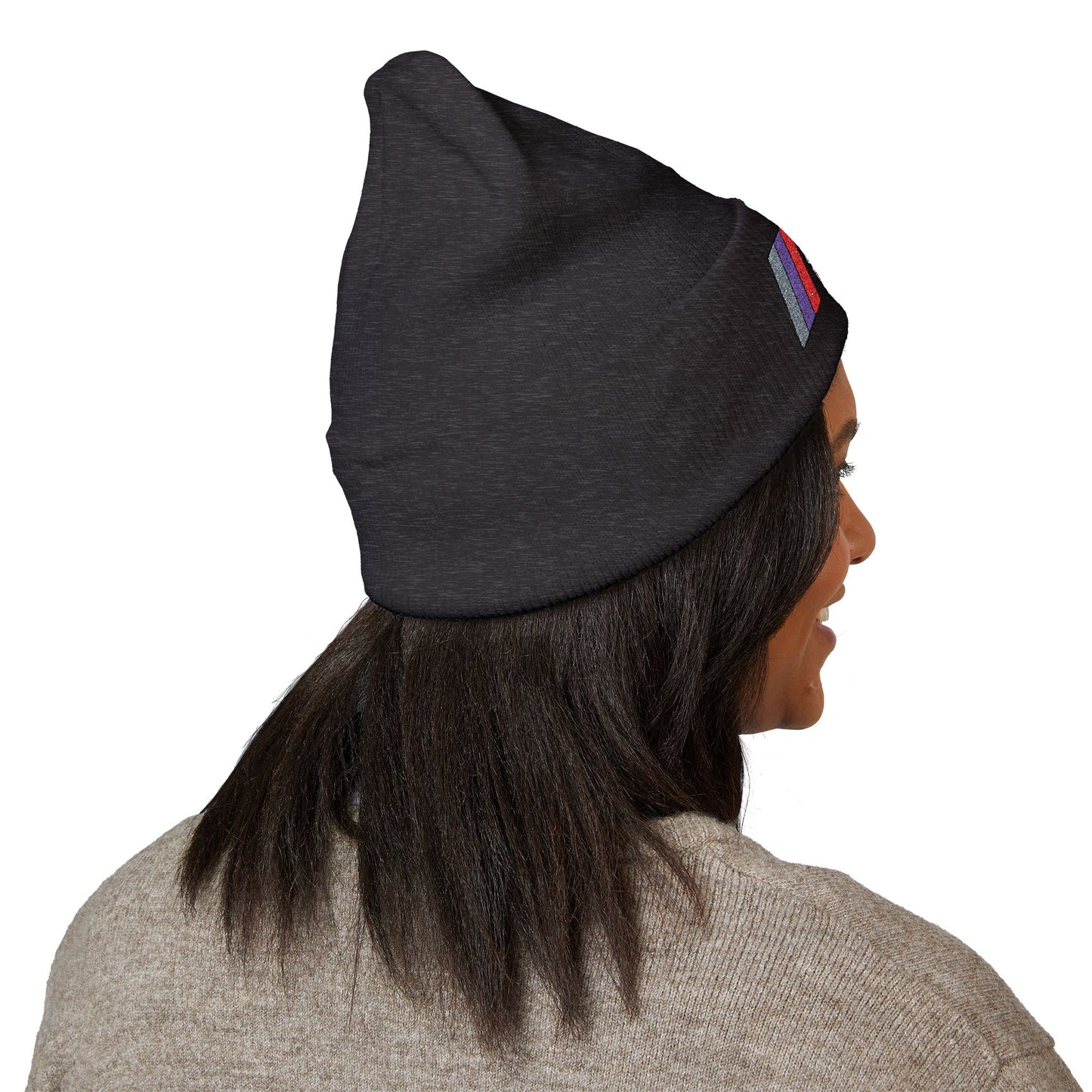DMV Bimmers Classic Cuffed Beanie - Embroidered White Knit Hat for Car Enthusiasts