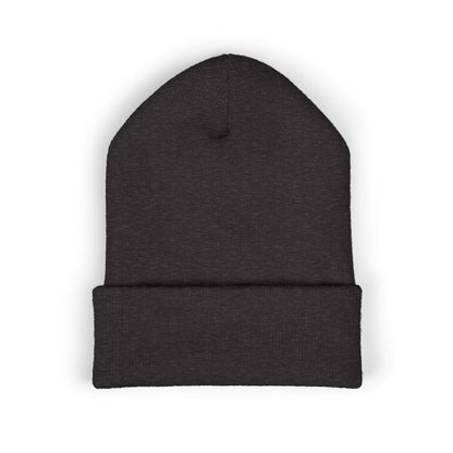 DMV Bimmers Classic Cuffed Beanie - Embroidered White Knit Hat for Car Enthusiasts