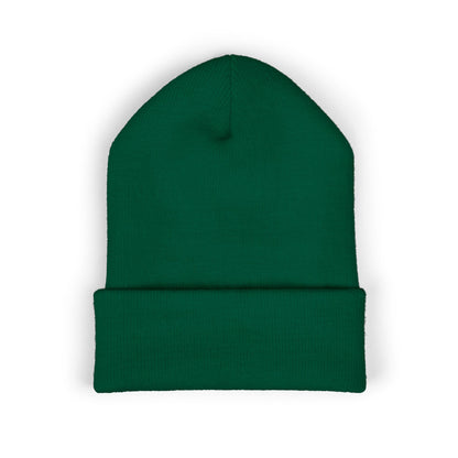 DMV Bimmers Classic Cuffed Beanie - Embroidered White Knit Hat for Car Enthusiasts