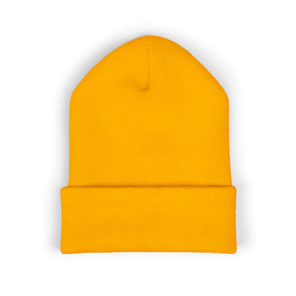 DMV Bimmers Classic Cuffed Beanie - Embroidered White Knit Hat for Car Enthusiasts