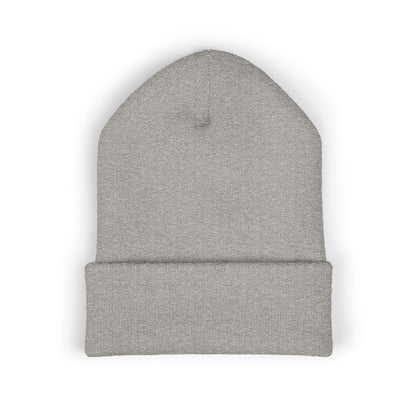 DMV Bimmers Classic Cuffed Beanie - Embroidered White Knit Hat for Car Enthusiasts