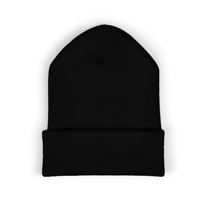 DMV Bimmers Classic Cuffed Beanie - Embroidered White Knit Hat for Car Enthusiasts